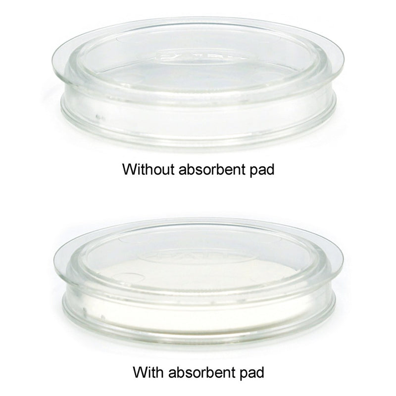 Petri dishes and absorbent pads, one-handed opening