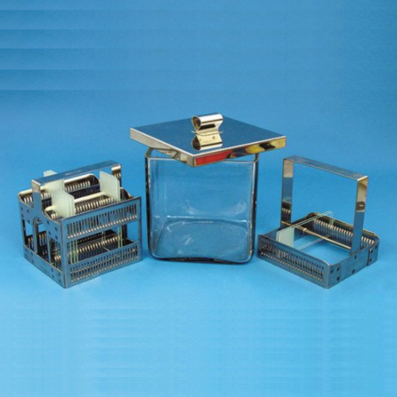 Slide staining racks with handle