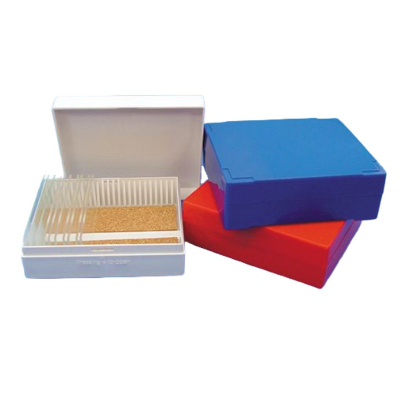 Compact coloured microscope slide boxes, PS