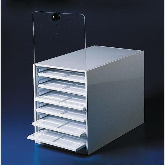 Slide tray cabinet and trays