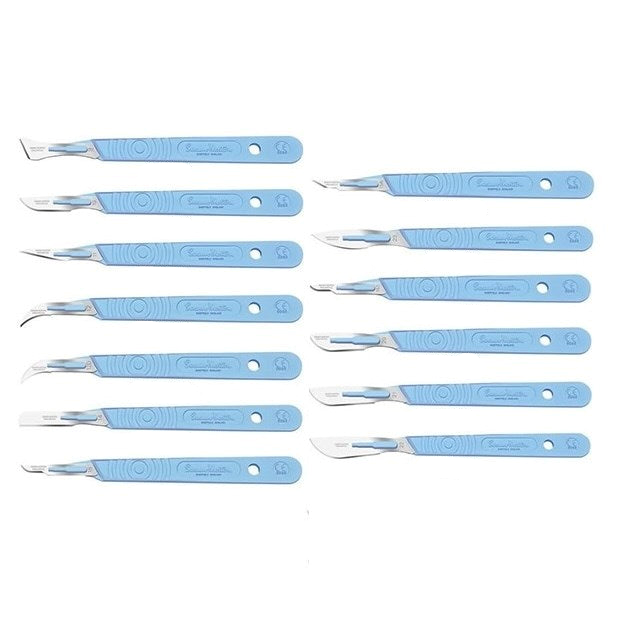 Swann-Morton stainless steel scalpels with plastic handle, sterile (EMS)