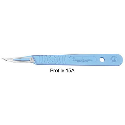 Swann-Morton stainless steel scalpels with plastic handle, sterile (EMS)