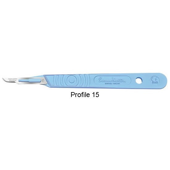 Swann-Morton scalpel with plastic handle, stainless steel, sterile (EMS)