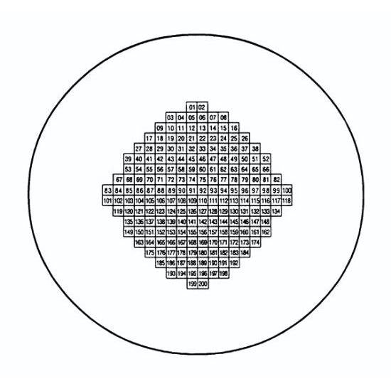 Circle gridded etched coverslip, german glass
