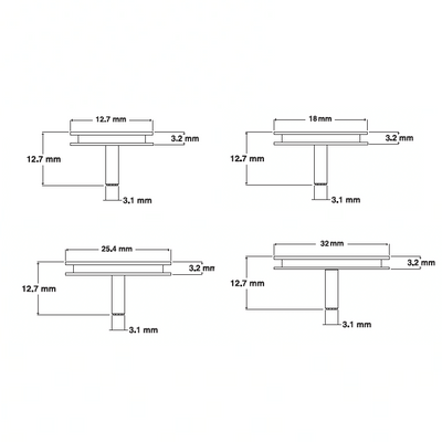 SEM specimen mounts, engraved divisions, pin mount (EMS)