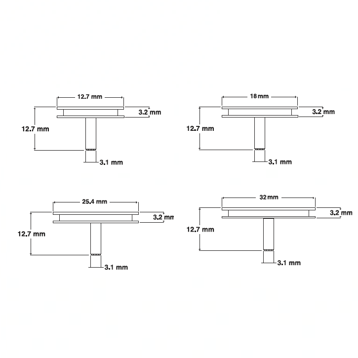 SEM specimen mounts, engraved divisions, pin mount (EMS)