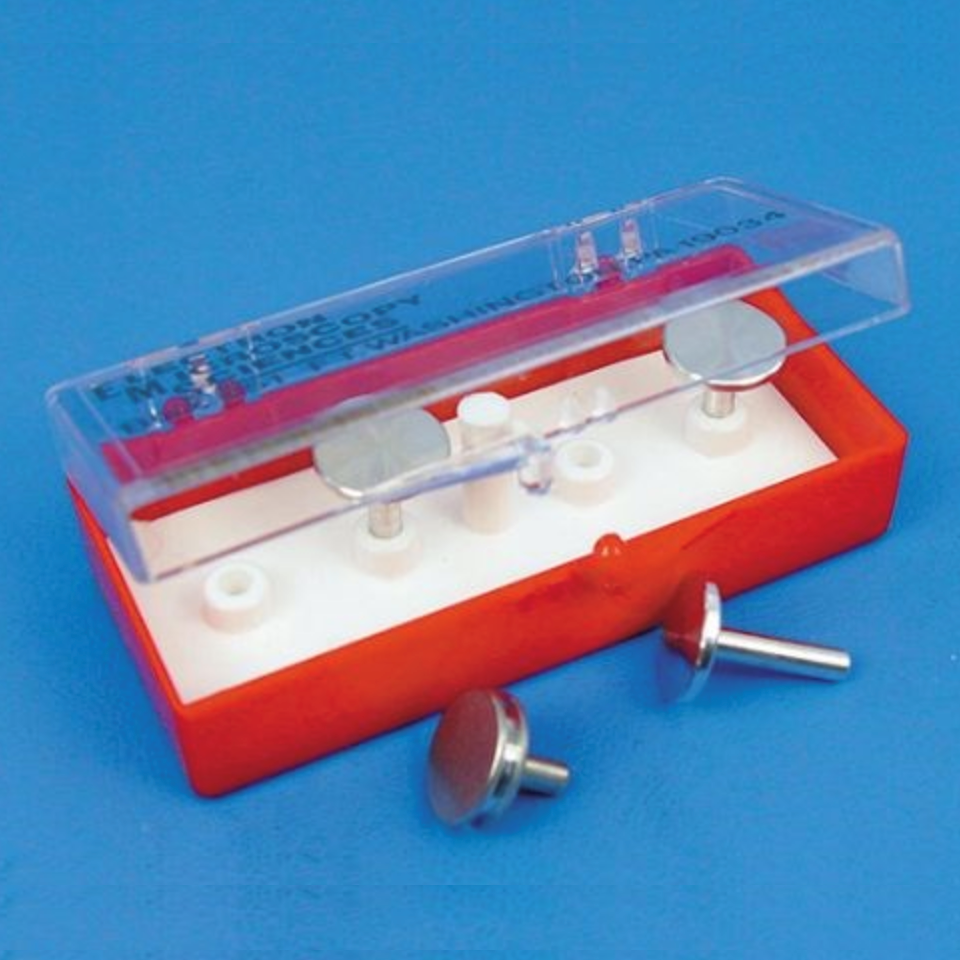 SEM specimen mount storage box, 4 pin mounts - ProSciTech
