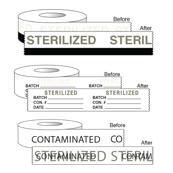 Steam autoclave printed indicator tape