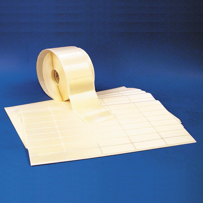 Satin cloth labels, rolls and sheets