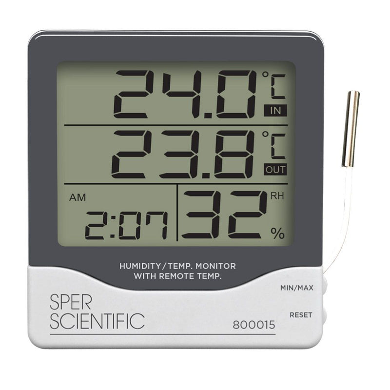 Humidity and temperature monitor with remote temp, large display