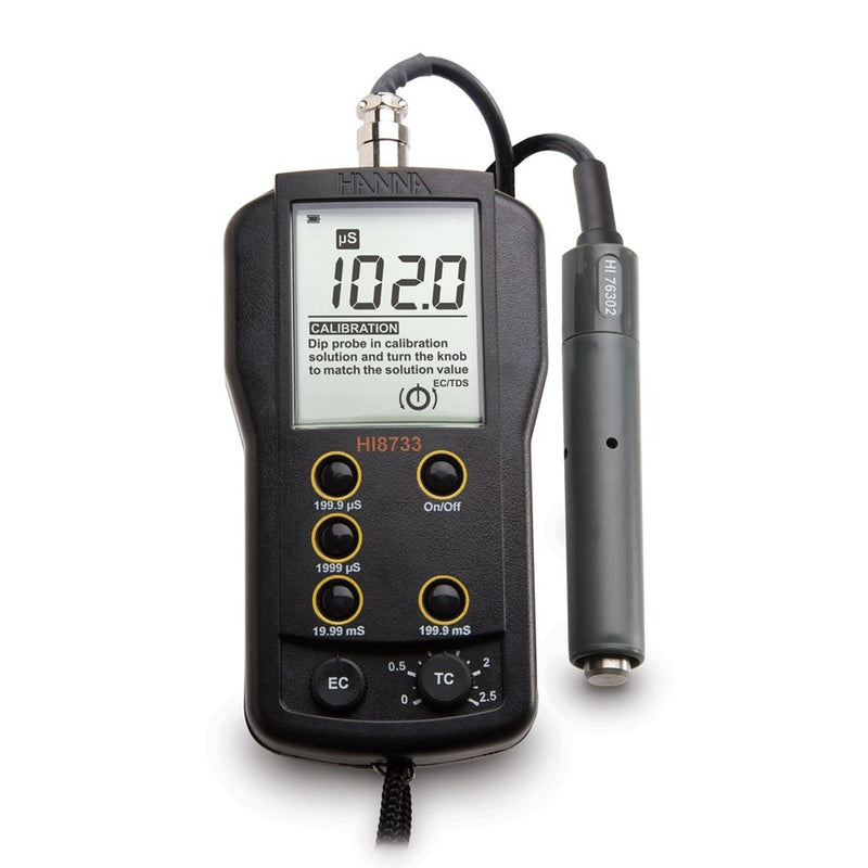 Multi-range EC meter with HI76302W probe