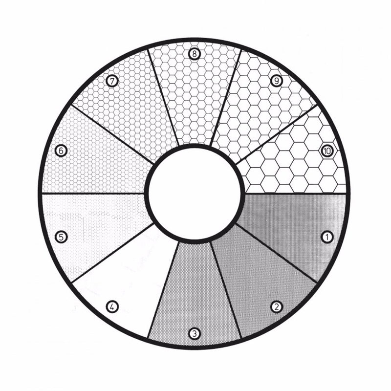 G46 eyepiece reticles, ASTM E19-46 grain sizing disc root 2