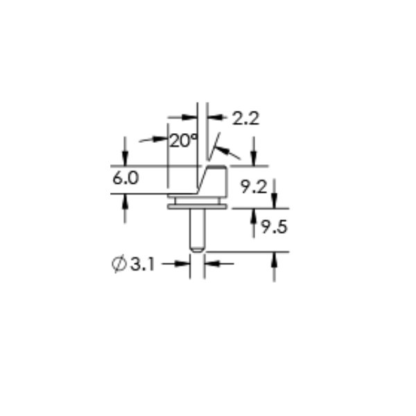 SEM low profile 70 deg. specimen mount, pin mount