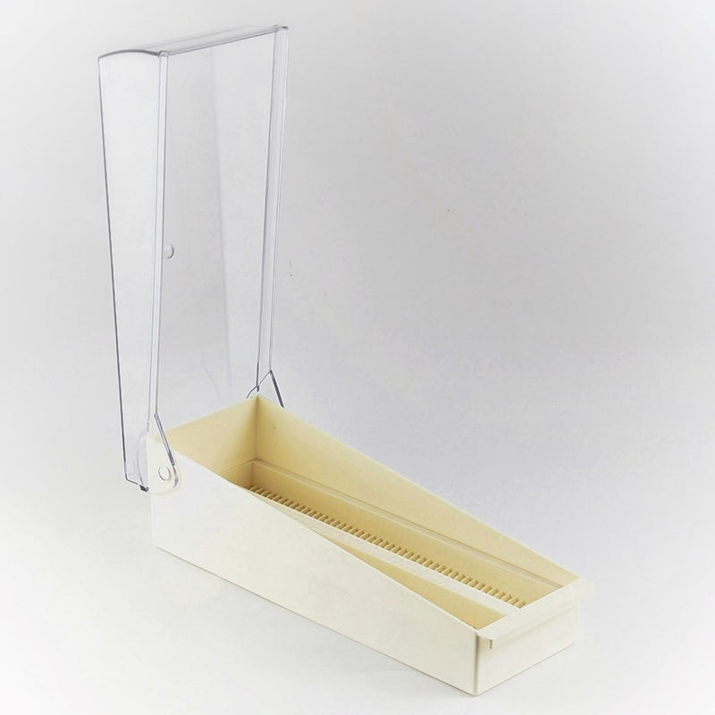 Slide storage box, vertical, clear top