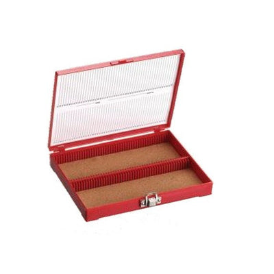 Slide storage box, economy, hinged lid