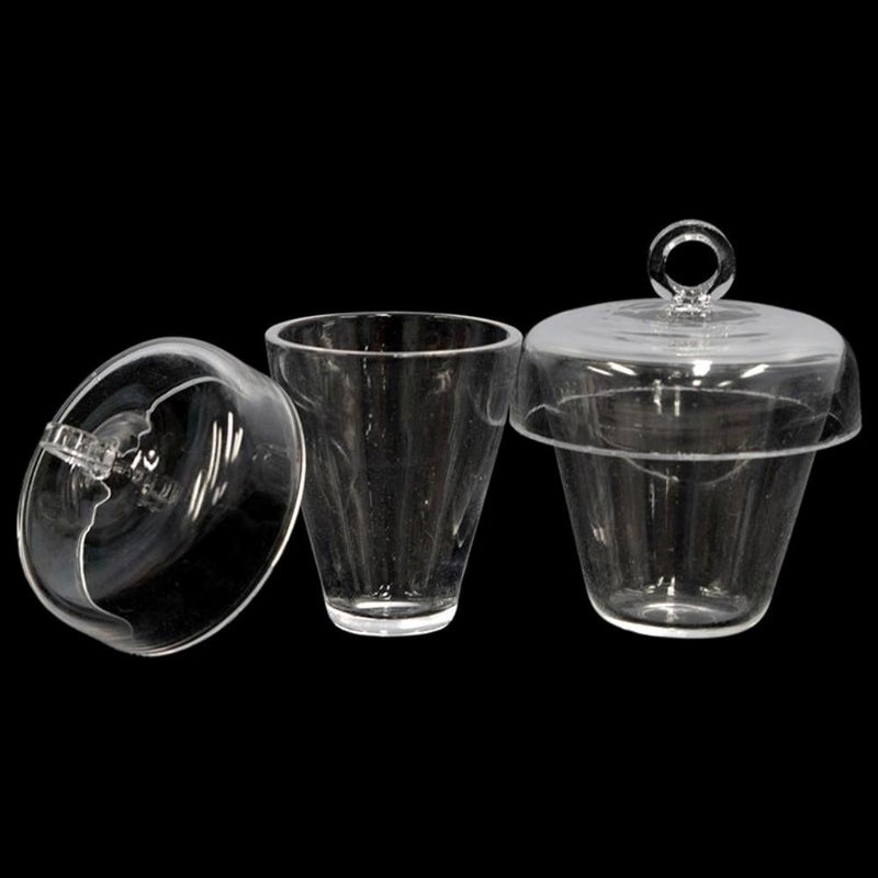 Economy crucibles with lid, clear fused quartz