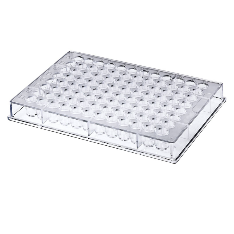 Sapphire 96 well microplate with flat bottom, round wells, PS