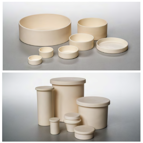 Ceramic laboratory circular combustion dishes, lids and tiles