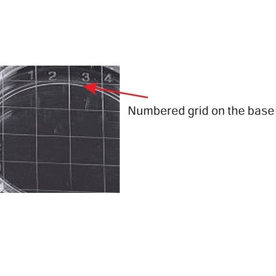 Petri dishes with grid, sterile, PS