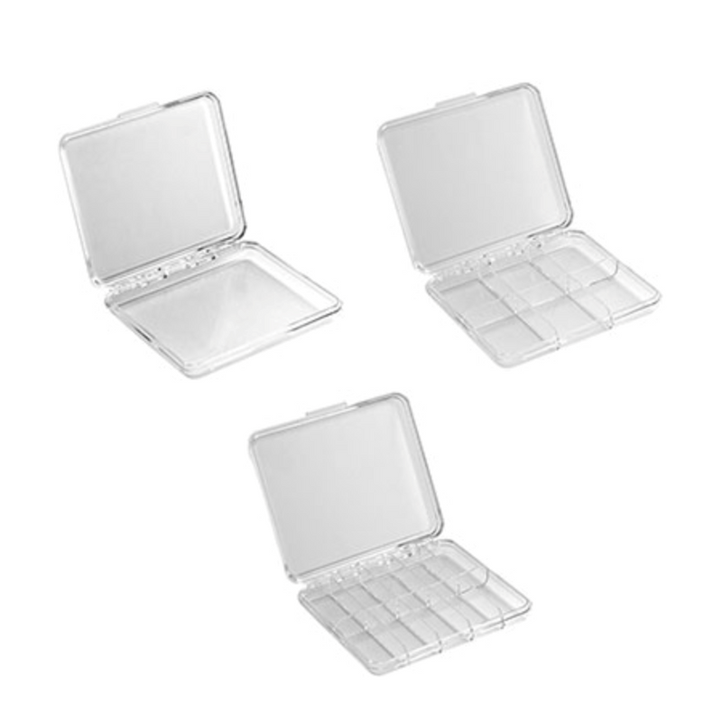 Medium clear plastic storage boxes with compartments, PS