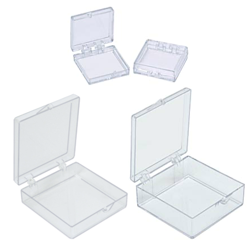 Square storage boxes, clear PS