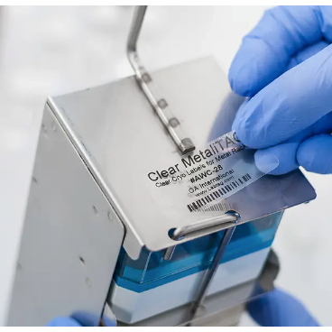 Clear MetaliTAG cryogenic metal rack labels