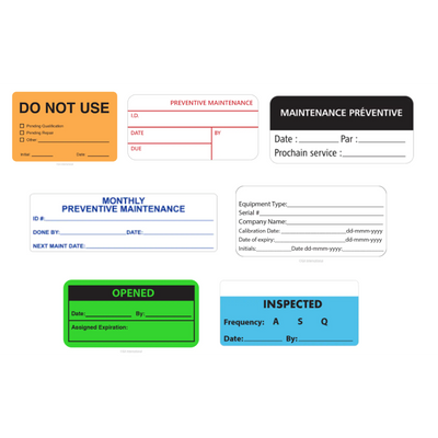 CalTAG self-laminating labels with titles and layout box, 76.2mm core