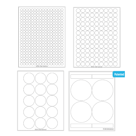 Permanent Cryo-LazrTAG laser labels, circular, US letter sheets