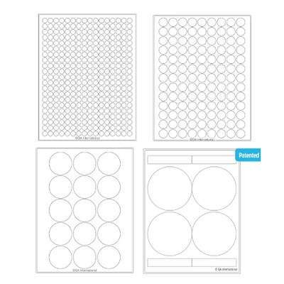 Permanent Cryo-LazrTAG laser labels, circular, A4 sheets