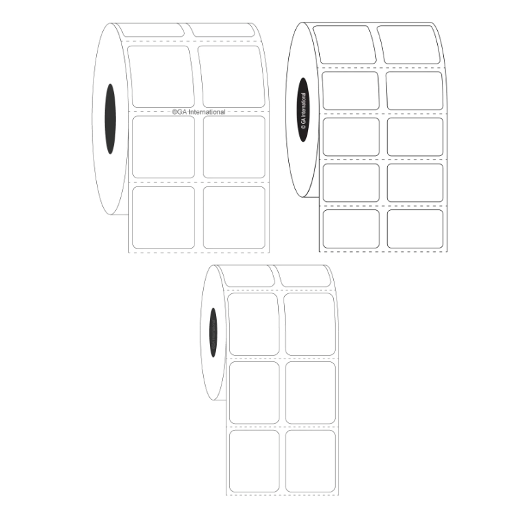 Direct thermal paper labels, 2 across