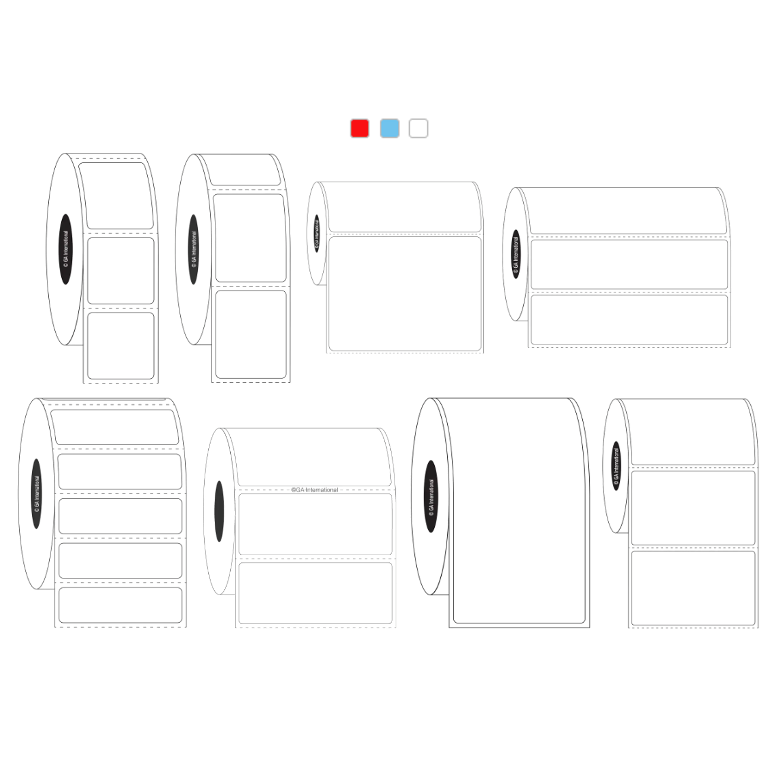 Direct thermal paper labels, rectangular, 76.2mm core