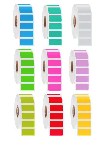 Permanent FreezerTAG labels, rectangular colours, 25.4mm core