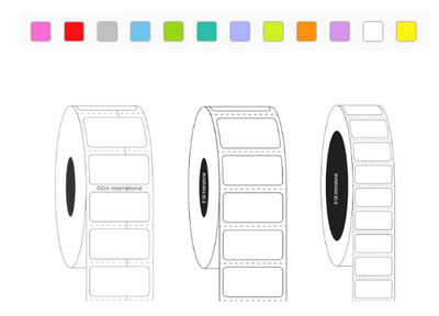 Permanent FreezerTAG labels, rectangular colours, 25.4mm core