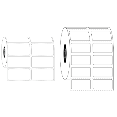 Thermal transfer paper labels, rectangular, 2 across