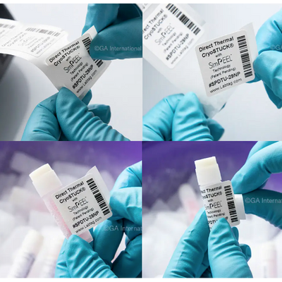 CryoSTUCK direct thermal cryo labels with SimPEEL technology, square