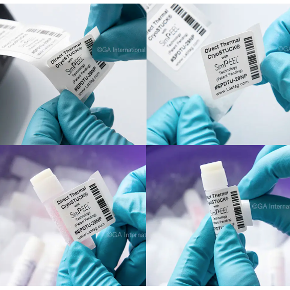 CryoSTUCK direct thermal cryo labels with SimPEEL technology, square