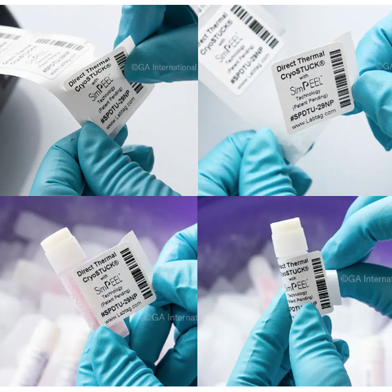 CryoSTUCK direct thermal cryo labels with SimPEEL technology, square ...