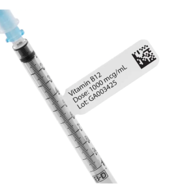 SyringeTAG syringe identification thermal transfer labels, 76.2mm core