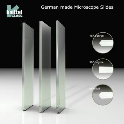 Knittel microscope slides, ground 90 deg.