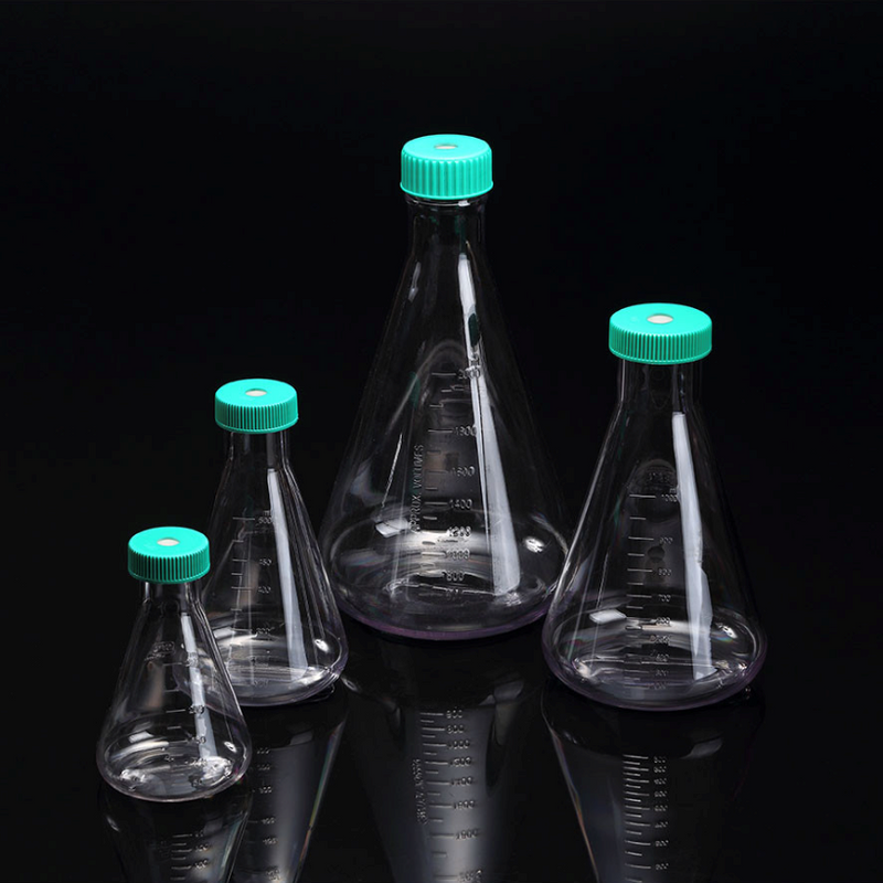 Erlenmeyer flasks with PP filter vented cap, PC