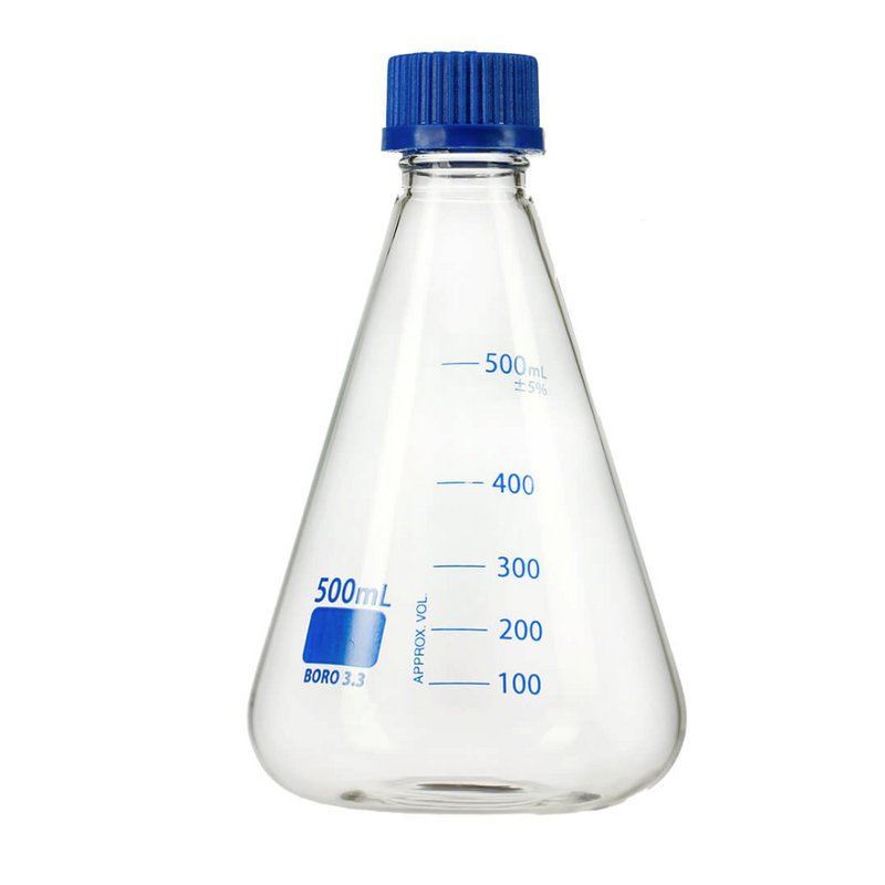 Glass Erlenmeyer flasks, GL32 screw cap