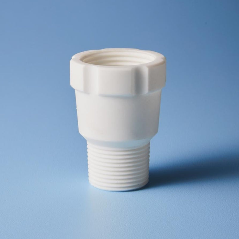 Reactor lid NPT port extension adapters, glass filled PTFE