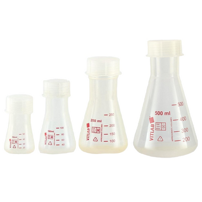 Erlenmeyer flasks with wide neck and screw cap, PMP