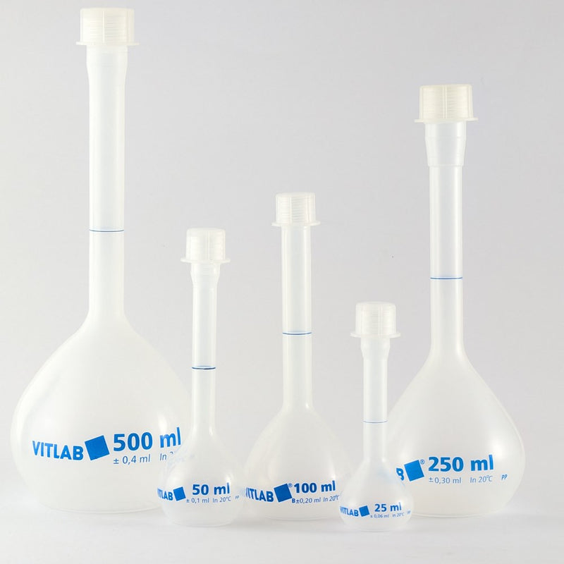 Volumetric flasks with screw cap, PP