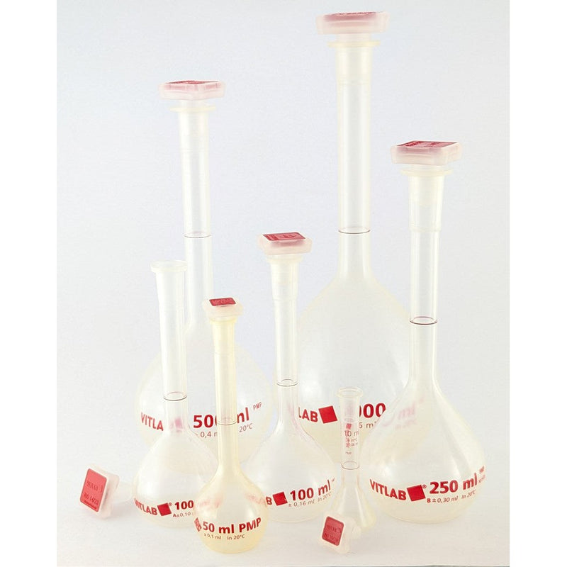 Volumetric flasks with PP NS stopper, PMP