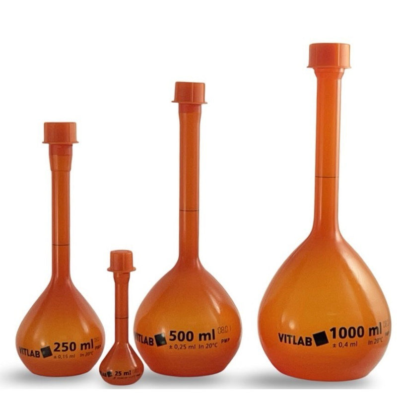 Volumetric flasks with screw cap, opaque PMP