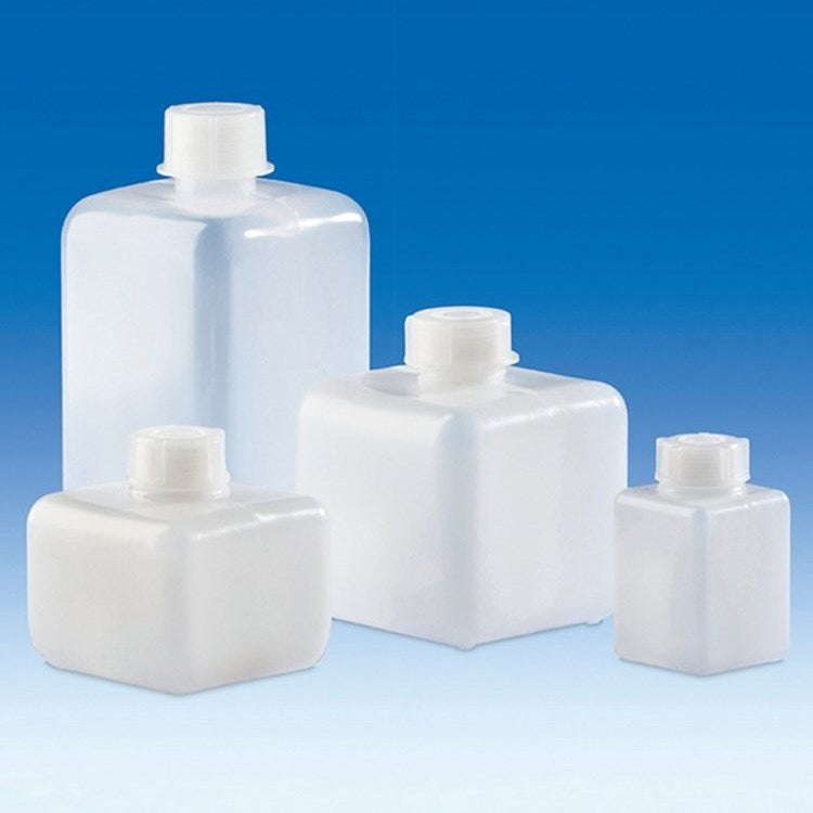 Square bottles with screw cap, PE