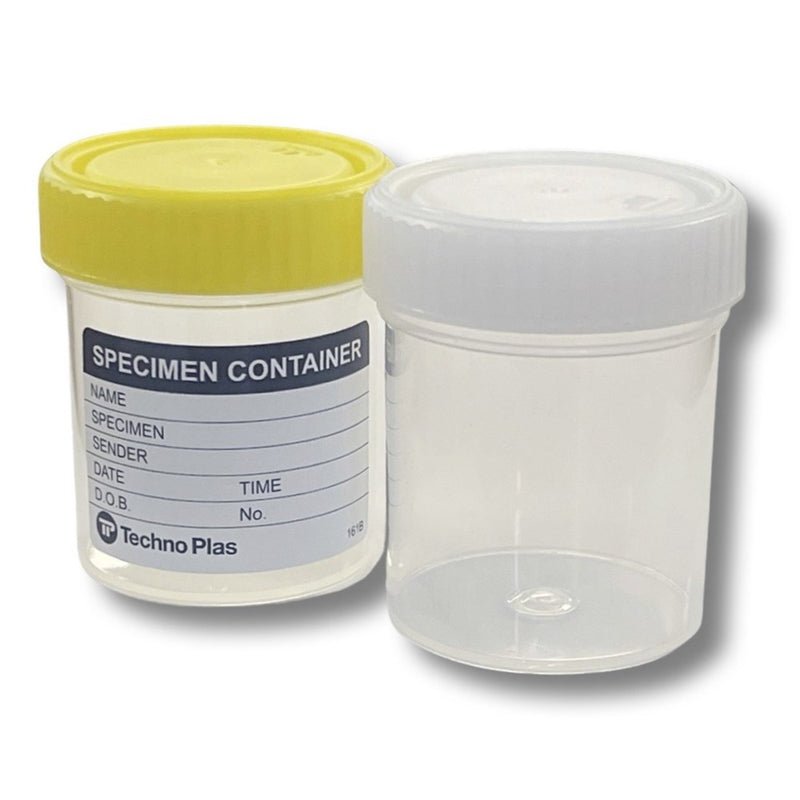 Flat bottom containers with PE screw cap, PS