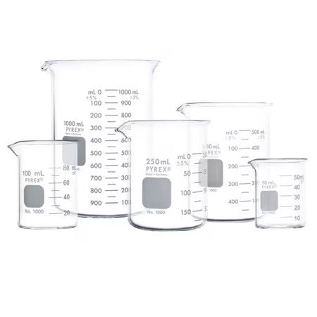 Pyrex beakers, graduated