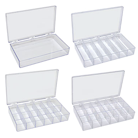 Large clear storage boxes with compartments, PS